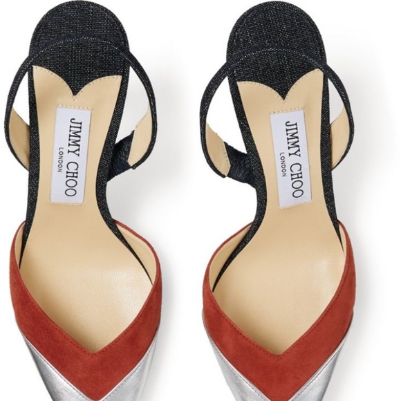 Jimmy Choo Thia 85 Leather & Suede Slingback Pump - Picture 6 of 11